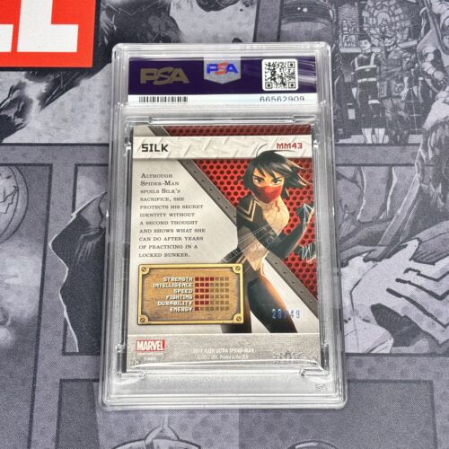 2017 Fleer Ultra Spider-Man Seta Marvel Metallo Prezioso Blu/49 Gemma Metallo PSA 8 - Foto 2 di 2
