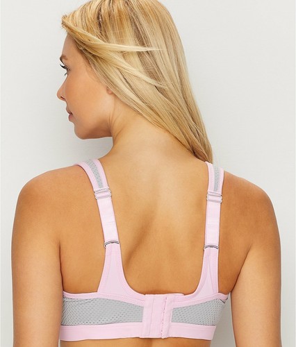 Glamorise PINK/GRAY Full Figure High Impact Wonderwire Sport Bra, US 38D, UK 38D - Picture 6 of 7