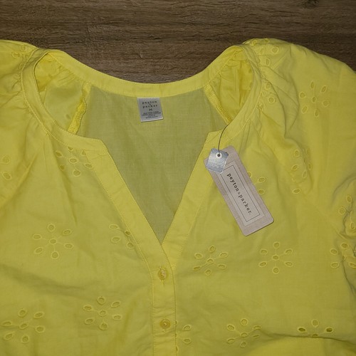 NWT Peyton & Parker size M Puff sleeve Flare button Dress Eyelet Knee - Picture 3 of 4