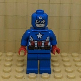 Lego Marvel Super Heroes Minifigure Captain America Blue Suit Brown Belt 76017