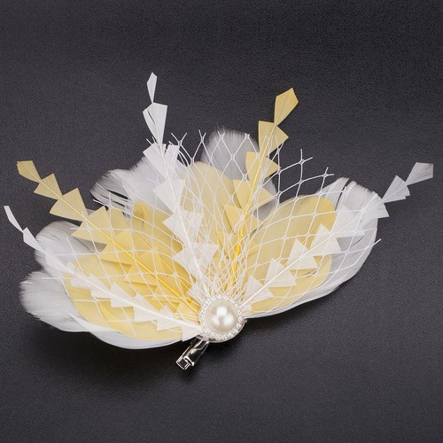 Janeo Small Headwear Brooch Montebello Rose Fascinator Corsage, Ostrich Feathers - Afbeelding 15 van 26