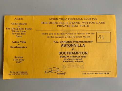 1996/97 ASTON VILLA V SOUTHAMPTON Programme 11-05-1997 with Match Ticket - Picture 3 of 4
