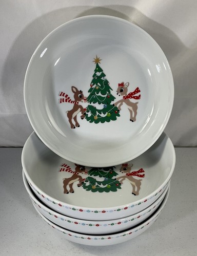 Rudolph das Rentier mit der roten Nase Weihnachtsbaum 4er Set Weihnachten Pasta Suppenschüssel