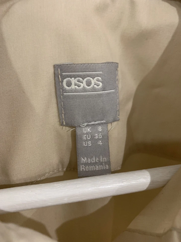ASOS BEIGE SHIRT BELTED DRESS POCKETS SIZE UK 8 36 SMALL - Imagen 3 de 4