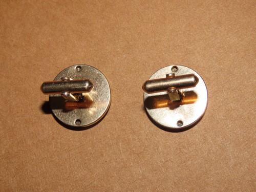 1960s DESTINO CUFF LINKS Vtg GOLD TONE GREEK KEY EDGE - 第 2/2 張圖片