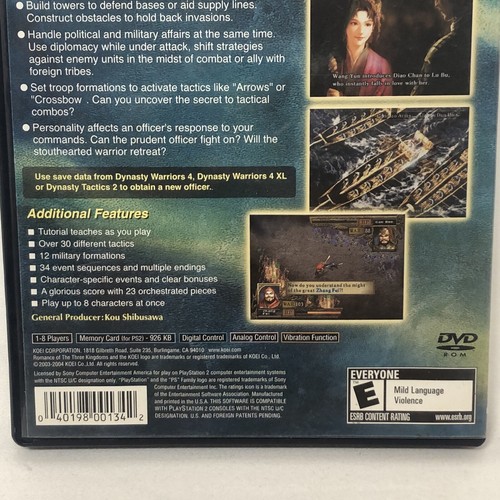 Romance of the Three Kingdoms IX (Sony PlayStation 2,PS2, 2004) NTSC No Manual - Picture 4 of 12