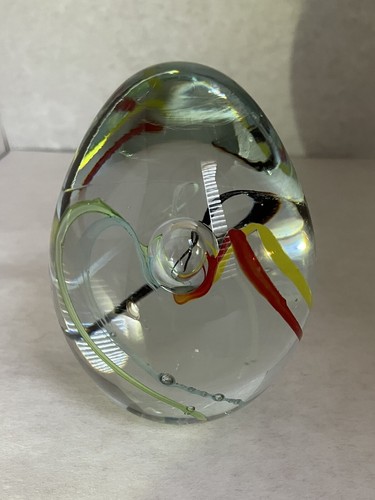 Paperweight Swirling Streamers Glass Floating Bubble 3.5” x 2.5” Gift - Picture 12 of 16