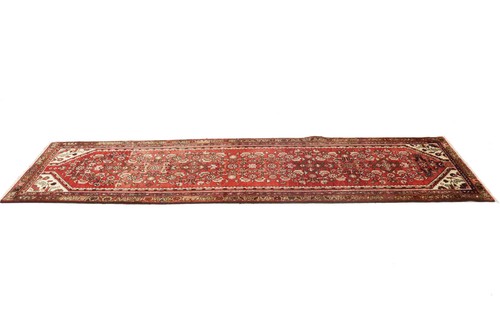 Semi-Antique Handmade Wool Runner Rug Red Tribal Design Narrow Carpet 2'5X9'2 ft - Picture 5 of 22