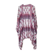 Anthropologie Lika pink print boho oversized duster kimono womens OS