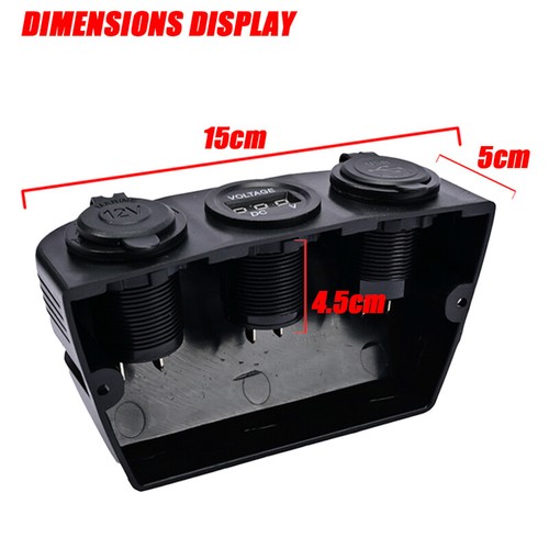 12V DUAL 4.2A USB CHARGER POWER OUTLET SOCKET+VOLTAGE GAUGE SURFACE MOUNT ST - Photo 6 sur 10
