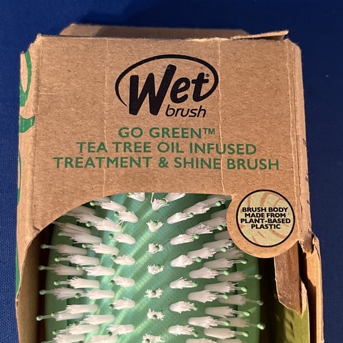 WET BRUSH Go Green Tea Tree Oil Infused Treatment & Shine Brush Green New In Box - Picture 2 of 9