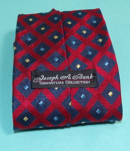 015-Joseph. A. Bank Signature Collection Krawatte Italy Rot Navy Tie Made in ITALY - Bild 5 von 8