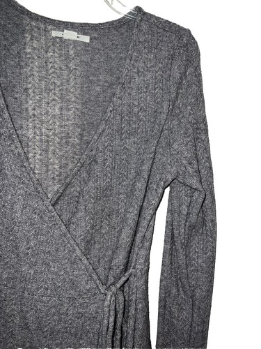 O’neil Size M Wrap Sweater Dress Length 33” Gray Long Sleeve #J2 - Picture 3 of 7