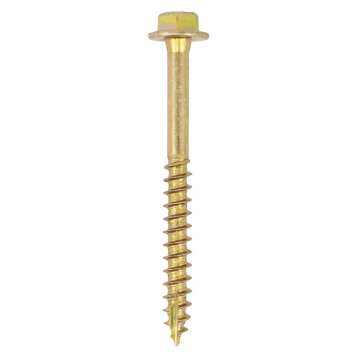 TIMCO M8 / 8MM SOLO COACH SCREW HEX FLANGE HEAD YELLOW ZINC SLEEPER SCREWS  - Picture 1 of 3