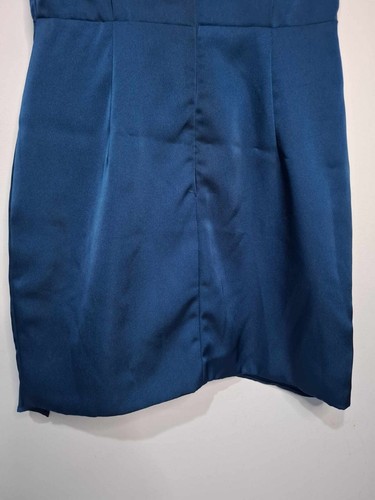 Elle Zeitoune High Neckline Blue Satin-Look Dress Women's 6 Free Postage - Picture 6 of 7