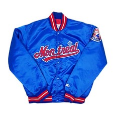 Vtg Rare MLB Montreal Expos Blue Starter Satin Bomber Jacket Men’s Large 