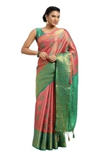 MIMOSA Women's Kanjivaram Art Silk Saree With Unstiched Brocade Blouse