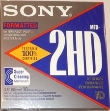Sony 3.5" 90mm 10 Disks MFD 2HD IBM PS/2 PS/1 DOS 3.3 Originalverschweisst LA3