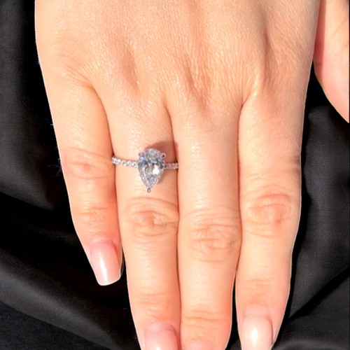 18K White Gold IGI GIA Certified Lab Grown Diamond Wedding Ring 2.35 Ct Pear Cut - Picture 5 of 12