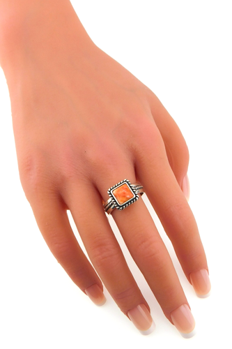 Carolyn Pollack Relios 925 Sterling Silver Square Spiney Oyster Ring SZ 9 - Picture 2 of 11