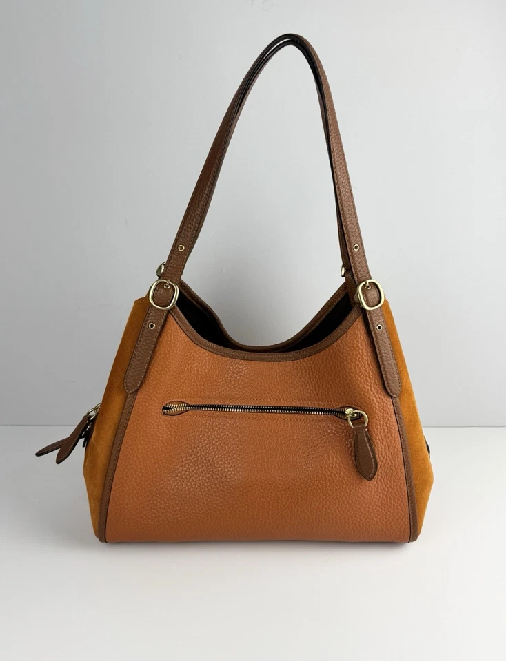 COACH Lori Shoulder Bag in Brass Canyon Mixed Suede Leather C5265 Orange - Image 2 of 4