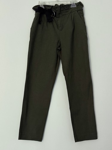 ZARA KIDS GIRLS SIZE 13-14 PLEATED FRONT TAPPERED LEG ELASTIC WAIST OLIVE PANTS - Picture 2 of 4