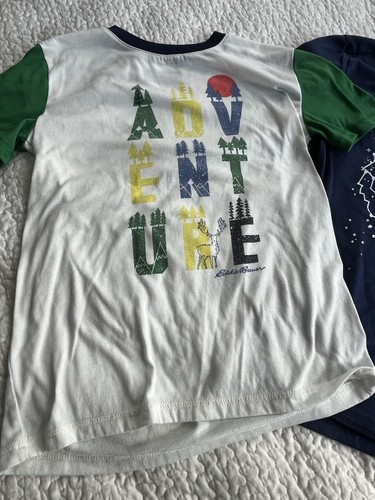 4Pc Set Eddie Bauer M Boys 10-12 Graphic Print Crewneck 3 T-Shirts w/pair Shorts - Picture 4 of 14