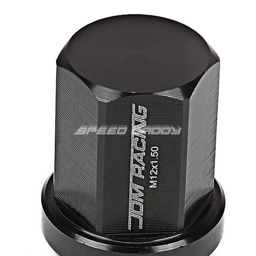JDM CLOSE-END ALUMINUM BLACK 20 LUG NUTS SET+ADAPTER M12X1.5 25MM OD/35MM TALL - Picture 4 of 5