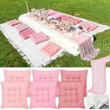 Extra Large Outdoor Picnic Blanket with Table Runner and Floor Pillow Cushion
