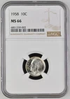1958 10C Roosevelt Dime MS66 NGC Certified Graded