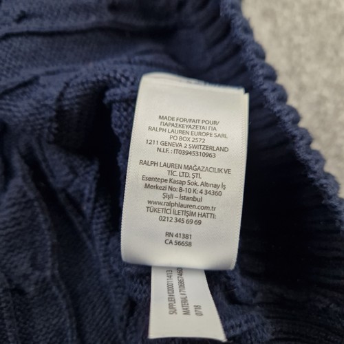 Polo Ralph Lauren Jersey Para Hombres XXL 2XL Azul Cable Tejido Suéter Pullover Preppy - Imagen 10 de 12
