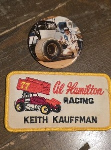 KEITH KAUFFMAN VINTAGE SPRINT CAR PATCH PIN Hamilton 77 Weikert Racing Pinback
