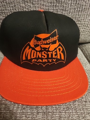 Raro cappello di Halloween Budweiser Monster Party. Schienale a scatto nero/arancione. Made In USA - Foto 2 di 9