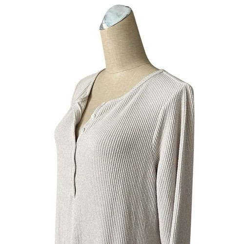 Tommy Bahama Island Damen-Midikleid weiches Sea Cove Henley gerippt beige Medium - Bild 3 von 9