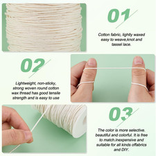 1Mm Waxed Cotton Cord, 100 Yards Beading String Thread Wax Cord for Braid Bra...