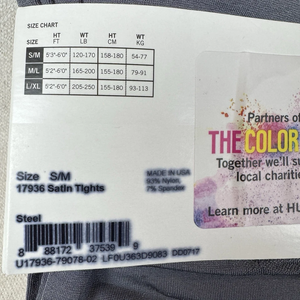 Medias de satén HUE para mujer talla S/M gris acero nuevas con etiquetas Foto 3 de 3