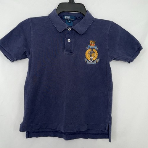 Vintage Polo Ralph Lauren Boys Shirt Polo Nautical Crest Blue Youth Size 6 Beach - Picture 2 of 10