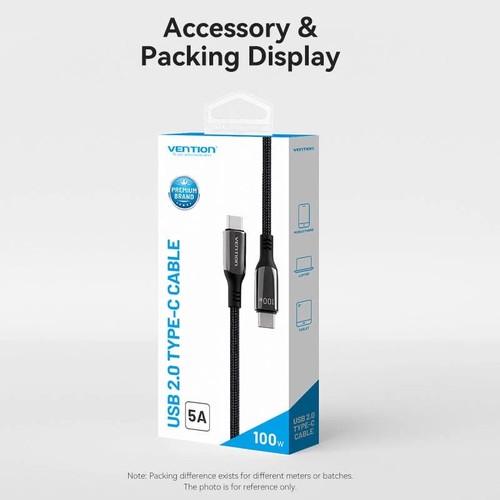 Vention Câble USB Type-C vers Type-C Transfert de Données 480Mbps Charge Rapide PD 100W - Photo 11 sur 12
