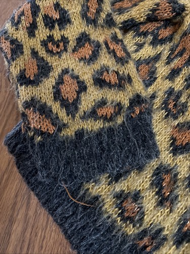 VINTAGE GOLD METALIC JP BERRINGER BUTTON UP LEOPARD SWEATER M/L - Picture 9 of 23