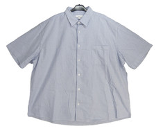 Next Mens Shirt 3XL Short Sleeve Light Blue Striped Cotton Relaxed chest 51-53''