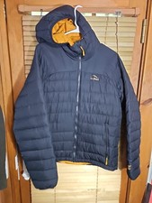 LL Bean Down Puffer Jacket Men's Small 650 Fill Full Zip Black Downtek Hooded