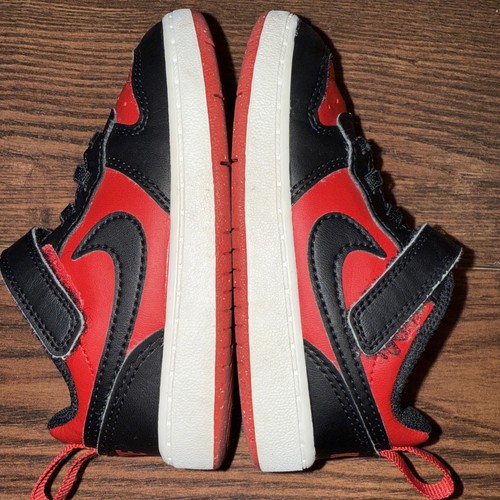 Nike Court Borough Low Recraft niño niño pequeño niño talla 8C DV5458-600 negro rojo - Imagen 8 de 9