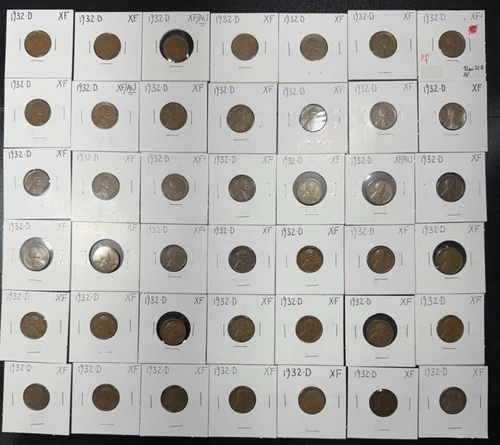 1932-D Wheat Cent Extremely Fine+ (XF+) - Lot of 42 Coins