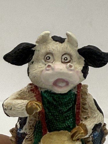 Russ Berrie Miniature Resin Cow Figurine w/ Drum Farmhouse Country Ranch Decor - Picture 18 of 19