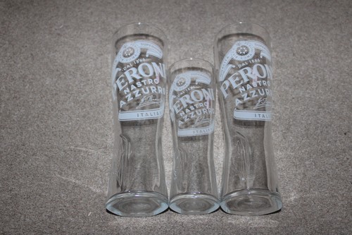 3 Peroni Nastro Azzuro Glasses 2x Pint 2x Half Pint Beer Glass Pub Bar Man Cave - 第 2/3 張圖片