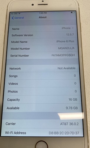Apple iPhone 6 Plus Model-A1522 16GB Version 12.5.7 (AT&T) - Afbeelding 2 van 8