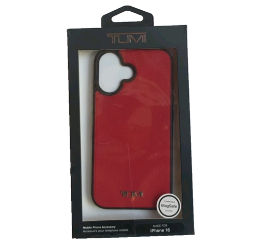 NIP Tumi Genuine Coated Canvas Magsafe Cell Phone Case For iPhone 16 Red New