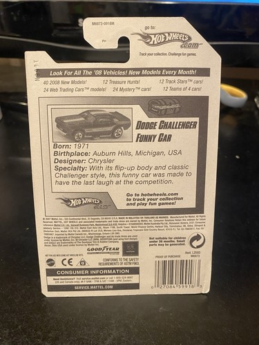 2008 Hot Wheels Regular Treasure Hunt Dodge Challenger Funny Car - Picture 3 of 3