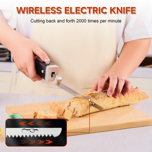 Cordless Electric Knife Set - Rechargeable Carving Knife with Safety Lock, Bl... - Picture 3 of 9