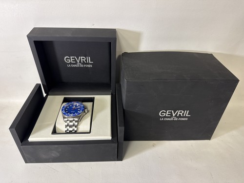 Gevril 48801 Hudson Yards 43 mm Edelstahlgehäuse mit blauer Keramiklünette